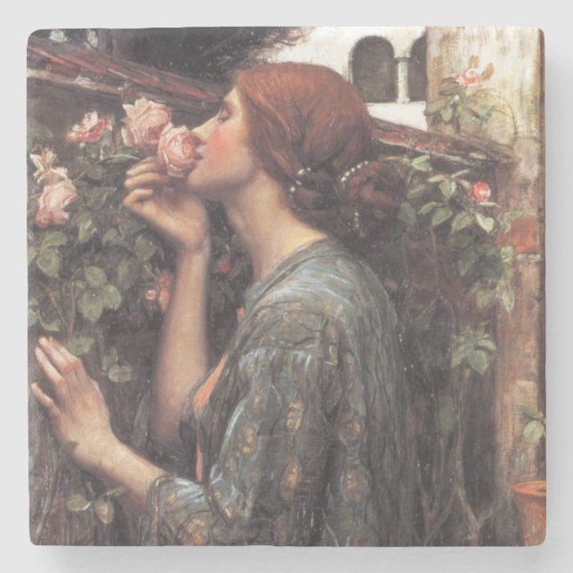 The Soul of the Rose (by John William Waterhouse) Stone Coaster (Front)