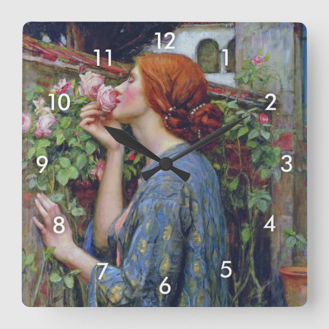 The Soul of the Rose, John William Waterhouse Square Wall Clock (Front)