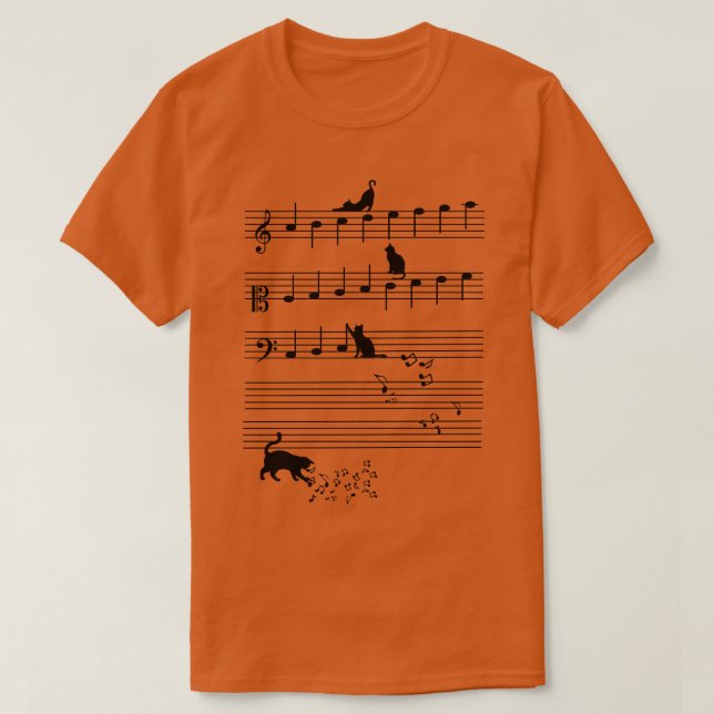 The Sounds Of Cats Cat Music Notes T-Shirt (Design Front)