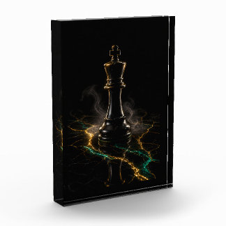 The Sovereign Dark Luxury Chess King Acrylic Photo Block