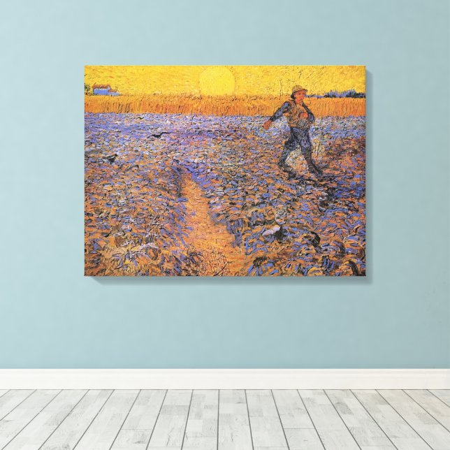 The Sower by Vincent van Gogh Canvas Print (Insitu(Wood Floor))