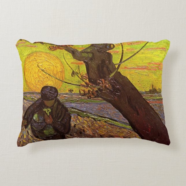 The Sower by Vincent van Gogh Decorative Cushion (Front)