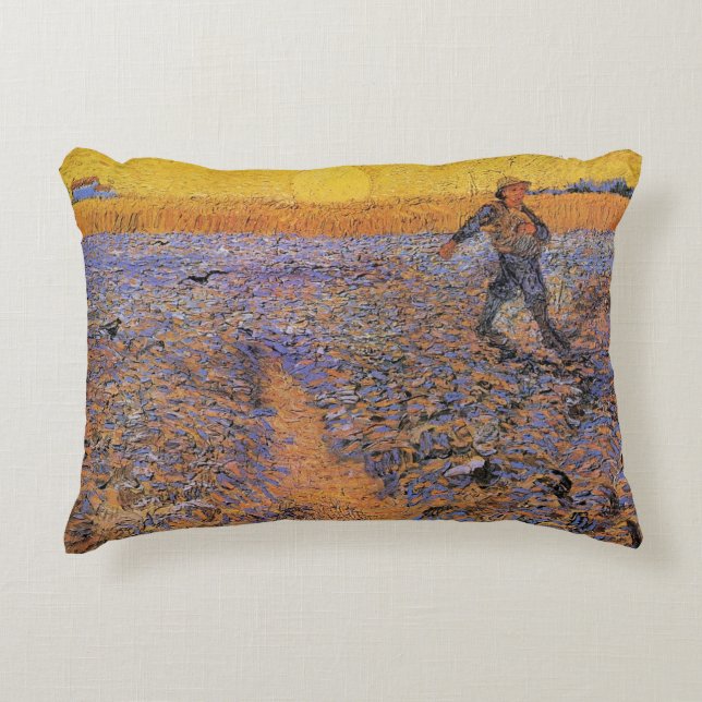 The Sower by Vincent van Gogh Decorative Cushion (Front)