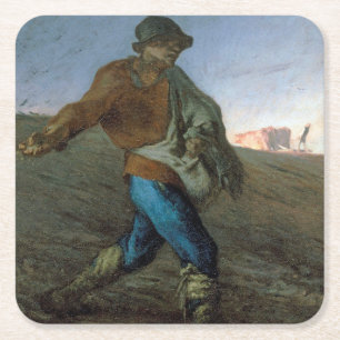 The Sower, Jean-Francois Millet Square Paper Coaster