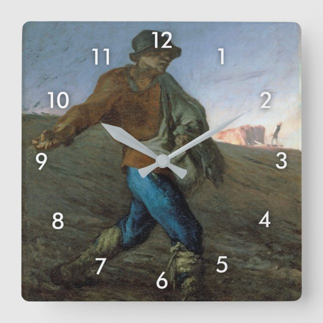 The Sower, Jean-Francois Millet Square Wall Clock (Front)