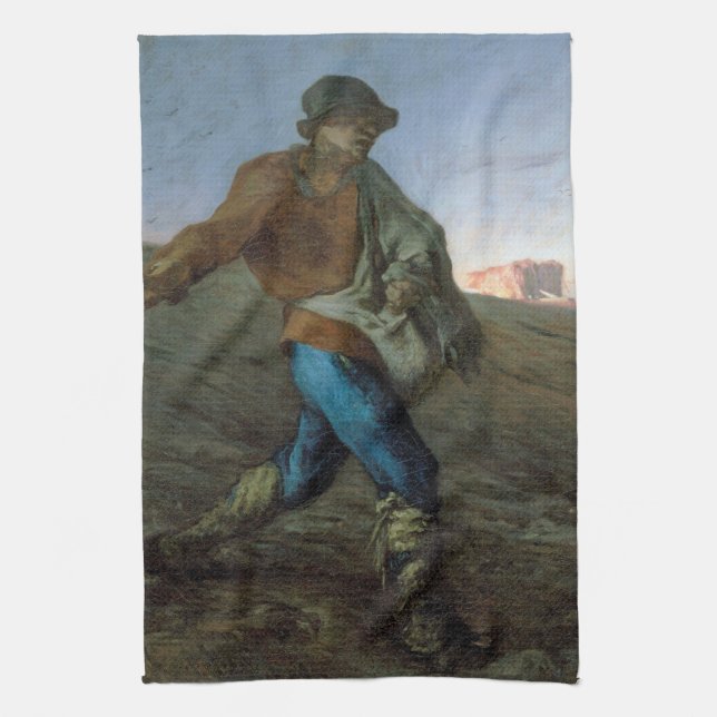 The Sower, Jean-Francois Millet Tea Towel (Vertical)