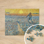 The Sower | Vincent van Gogh Jigsaw Puzzle<br><div class="desc">The Sower (1888) by Vincent van Gogh is a powerful Post-Impressionist painting that depicts a farmer sowing seeds in a vast field under a radiant yellow sky. The artwork reflects Van Gogh's admiration for rural labour and his fascination with the cycles of nature. The vivid colour palette of golden yellows,...</div>