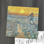 The Sower | Vincent van Gogh Magnet<br><div class="desc">The Sower (1888) by Vincent van Gogh is a powerful Post-Impressionist painting that depicts a farmer sowing seeds in a vast field under a radiant yellow sky. The artwork reflects Van Gogh's admiration for rural labour and his fascination with the cycles of nature. The vivid colour palette of golden yellows,...</div>