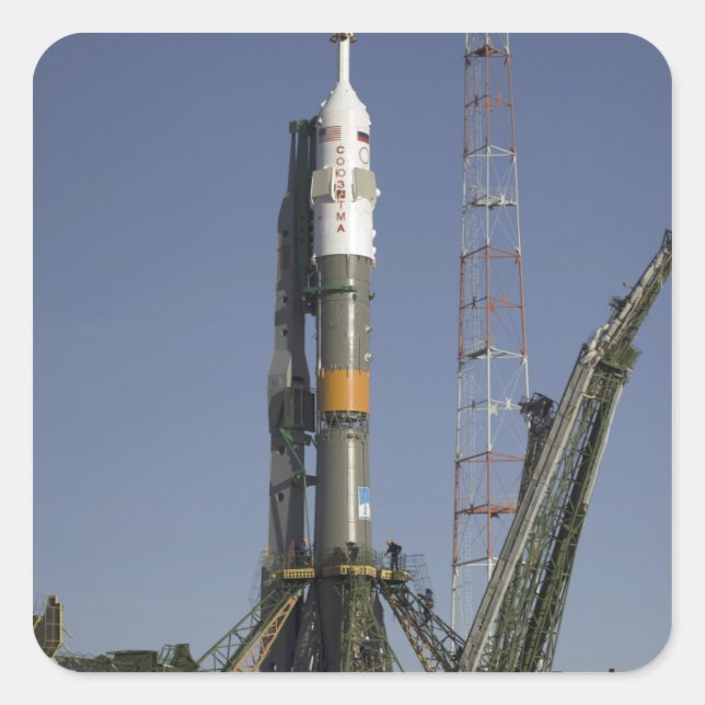 The Soyuz rocket is erected into position 2 Square Sticker (Front)