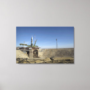 The Soyuz rocket is erected into position 5 Canvas Print