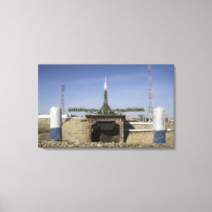 The Soyuz rocket is erected into position 6 Canvas Print