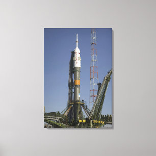 The Soyuz rocket is erected into position Canvas Print