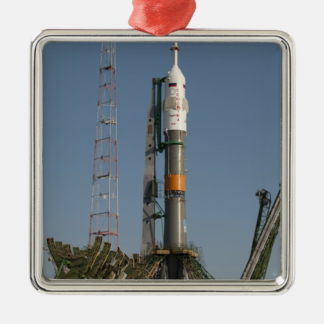 The Soyuz rocket shortly after arrival Metal Tree Decoration (Front)