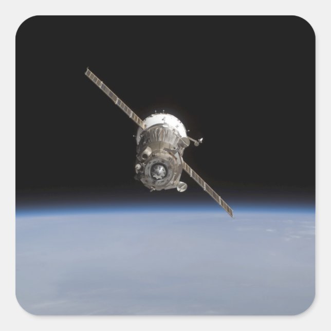 The Soyuz TMA-11 spacecraft above Earth's horiz Square Sticker (Front)