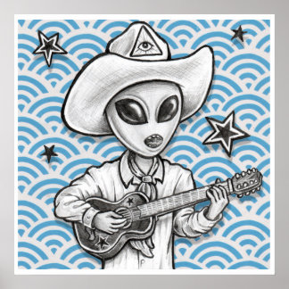 'The Space Cowboy' art print -(pop surreal sci-fi)