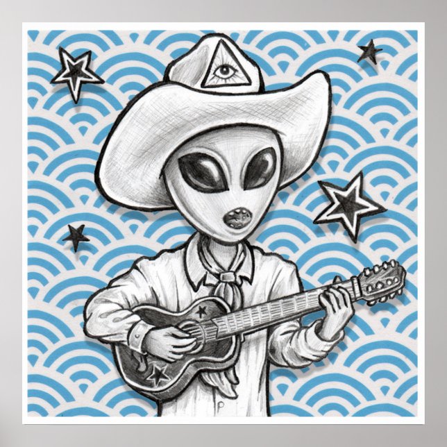 'The Space Cowboy' art print -(pop surreal sci-fi) (Front)
