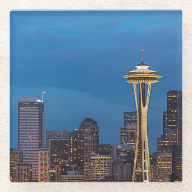The Space Needle and downtown Seattle Glass Coaster (Front)