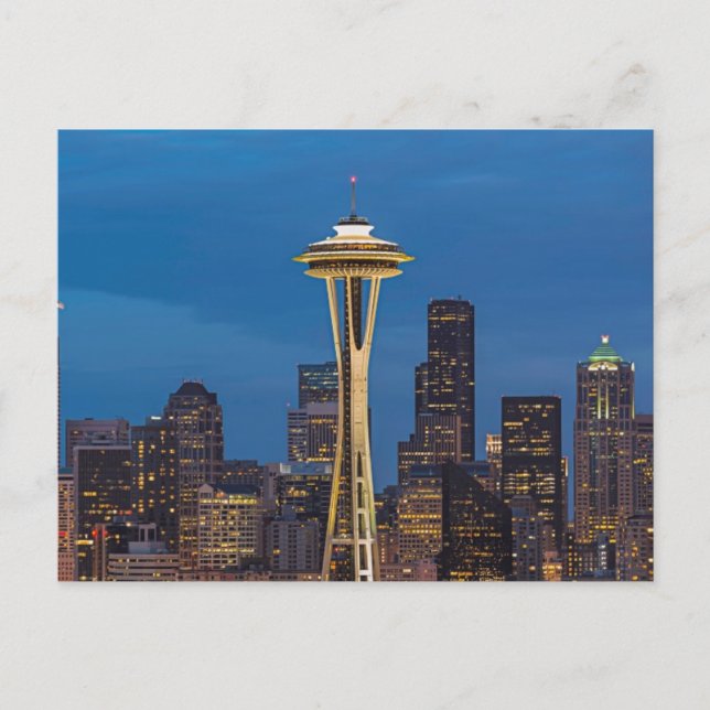 The Space Needle and downtown Seattle Postcard (Front)