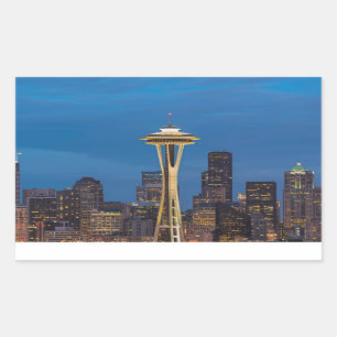 The Space Needle and downtown Seattle Rectangular Sticker