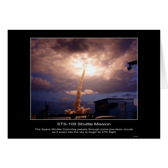 The Space Shuttle Columbia soars into the sky to b (Front Horizontal)