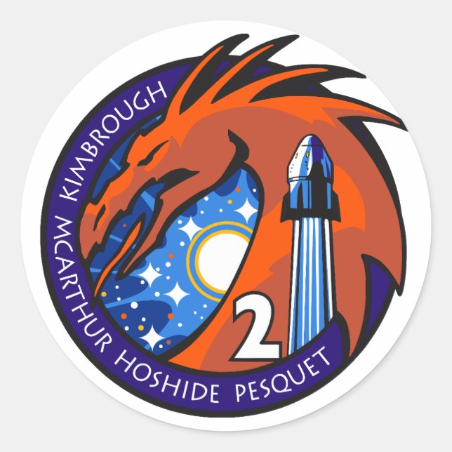 The SpaceX Crew-2 official insignia Logo Classic Round Sticker (Front)