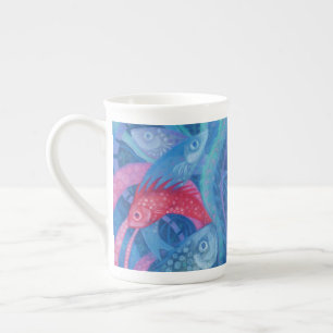The Spawning, Fish, Pink & Blue, Underwater Bone China Mug