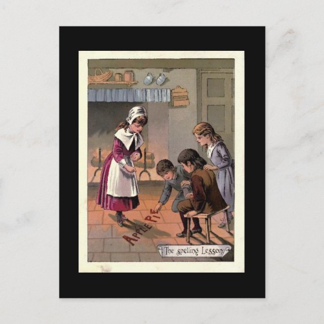The Spelling Lesson Vintage Children's Book Image Postcard (Front)