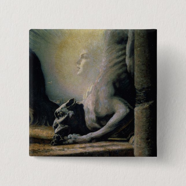 The Sphinx and the Chimera, 1906 (oil on canvas) 15 Cm Square Badge (Front)