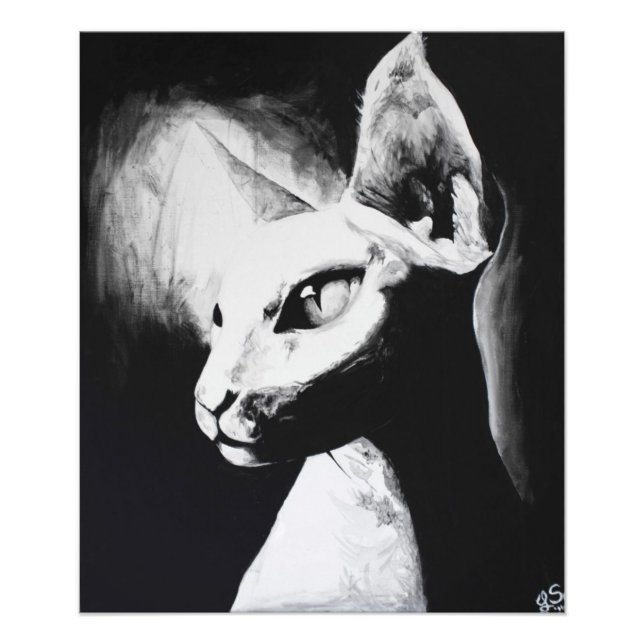 The Sphynx Cat Feline Original Art Photo Print (Front)
