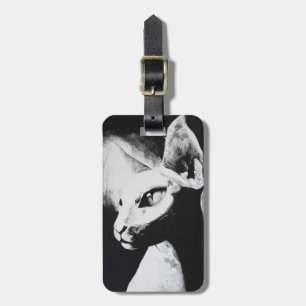 The Sphynx Cat Hairless Kitty Black & White Art Luggage Tag