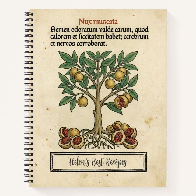 The Spice Wars Nutmeg: Vintage Botanical Recipe Notebook (Front)