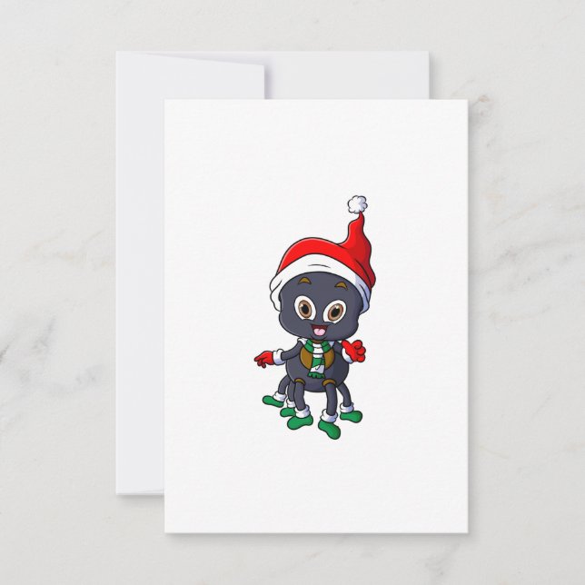 the spider is wearing a santa cap in christmas eve invitation (Front)