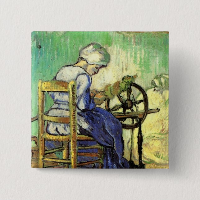 The Spinner by Vincent van Gogh 15 Cm Square Badge (Front)