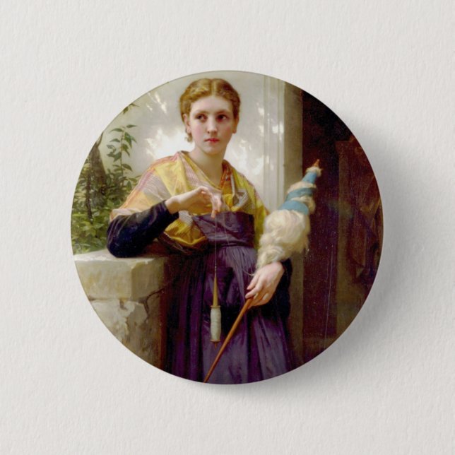 The Spinner, William-Adolphe Bouguereau 6 Cm Round Badge (Front)