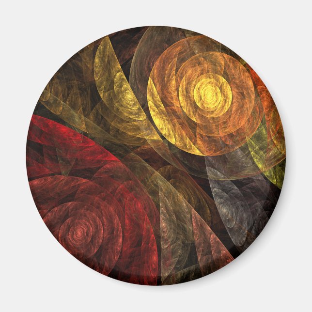 The Spiral of Life Abstract Art Round Magnet (Front)