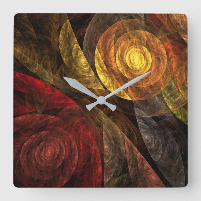 The Spiral of Life Abstract Art Square Wall Clock (Front)