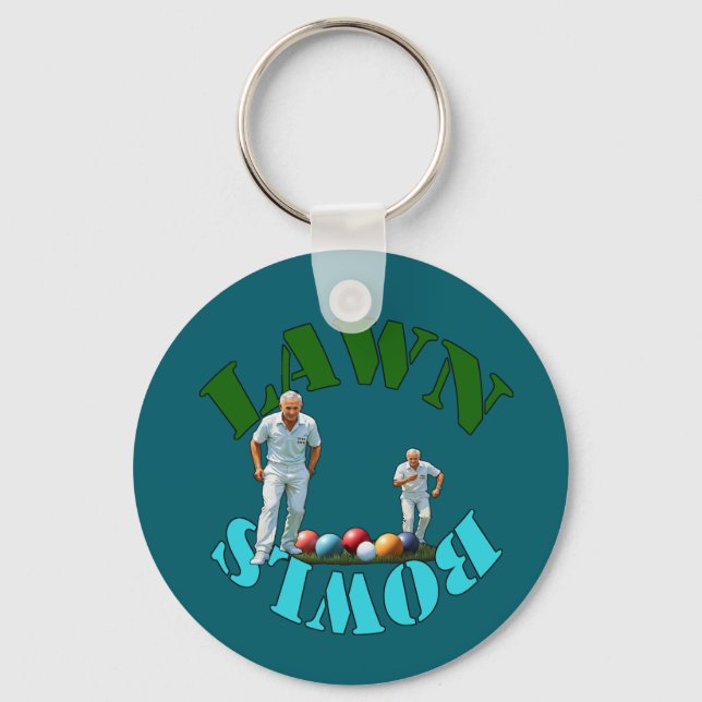 The Spirit of Lawn Bowls: Bowlers and Bowls Key Ring (Front)