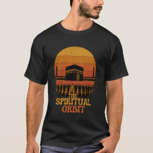 The Spiritual Orbit - Retro Tawaf Kaaba Sunset Art T-Shirt