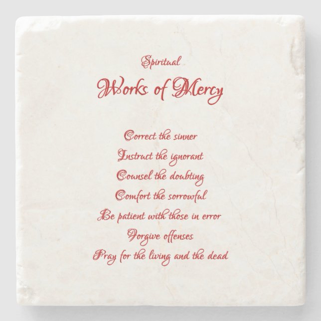 The Spiritual Works of Mercy Stone Coaster (Front)