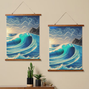 The Splendour of a Blue Wave Hanging Tapestry