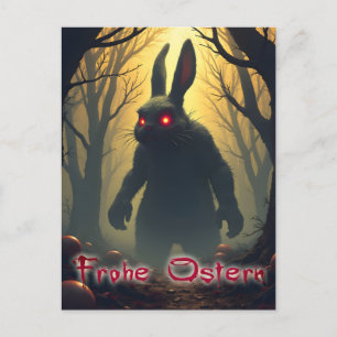 The Spooky Easter Bunny in the Shadowy Forest Holiday Postcard