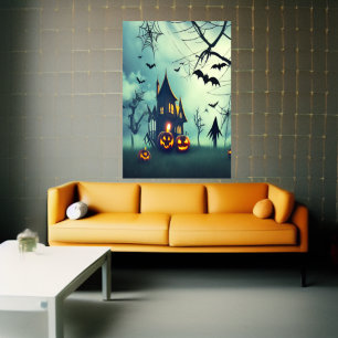 The spooky house AI Art Poster