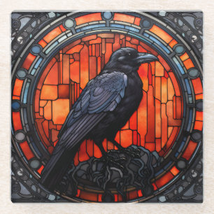 The Spooky Raven Stained Glass Coaster