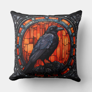 The Spooky Raven Stained Glass Cushion