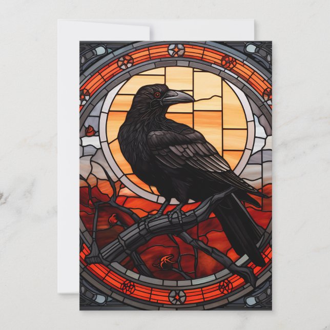 The Spooky Raven Stained Glass Invitation (Front)