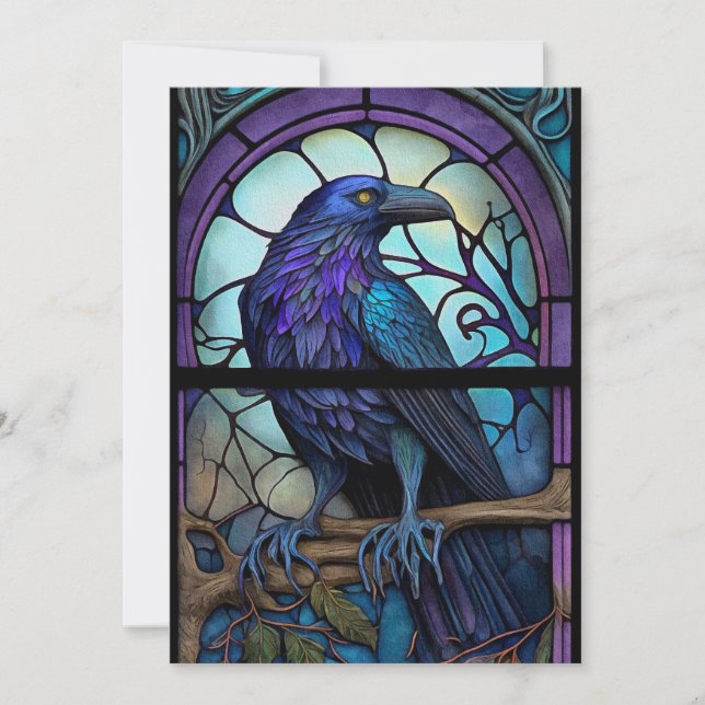 The Spooky Raven Stained Glass Invitation (Front)