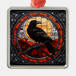 The Spooky Raven Stained Glass Metal Tree Decoration