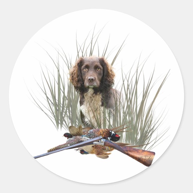 The Sprocker Spaniel , Gun dog art    Classic Round Sticker (Front)
