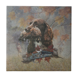The Sprocker Spaniel , Gun dog art Tile