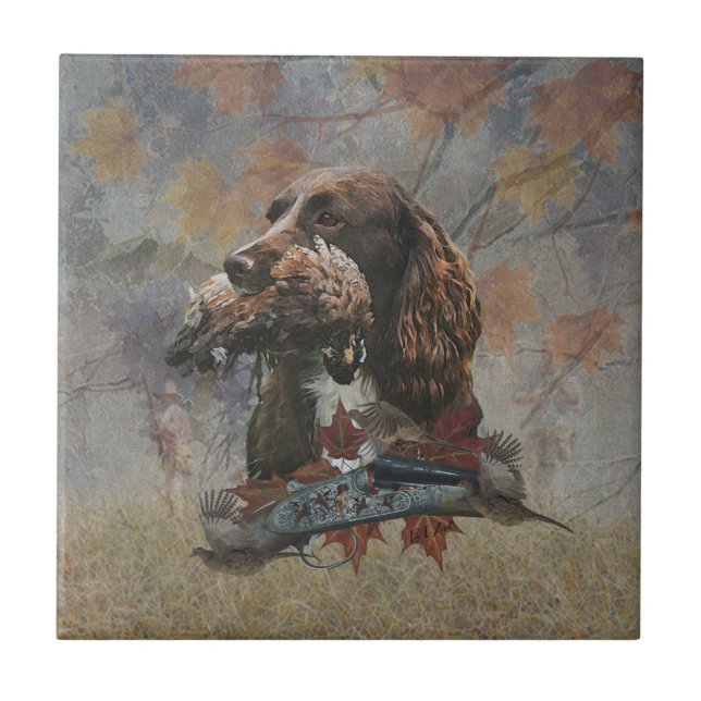 The Sprocker Spaniel , Gun dog art      Tile (Front)